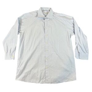 Eton Contemporary Fit Dress Shirt Mens 18 46 Light Blue Glen Plaid Cotton Work